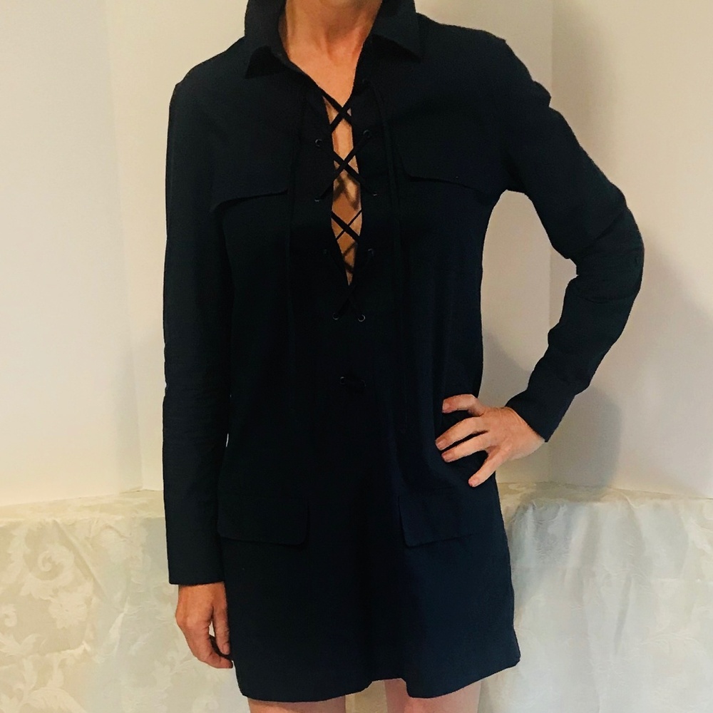 Equipment Long Sleeve cotton, lace up dress